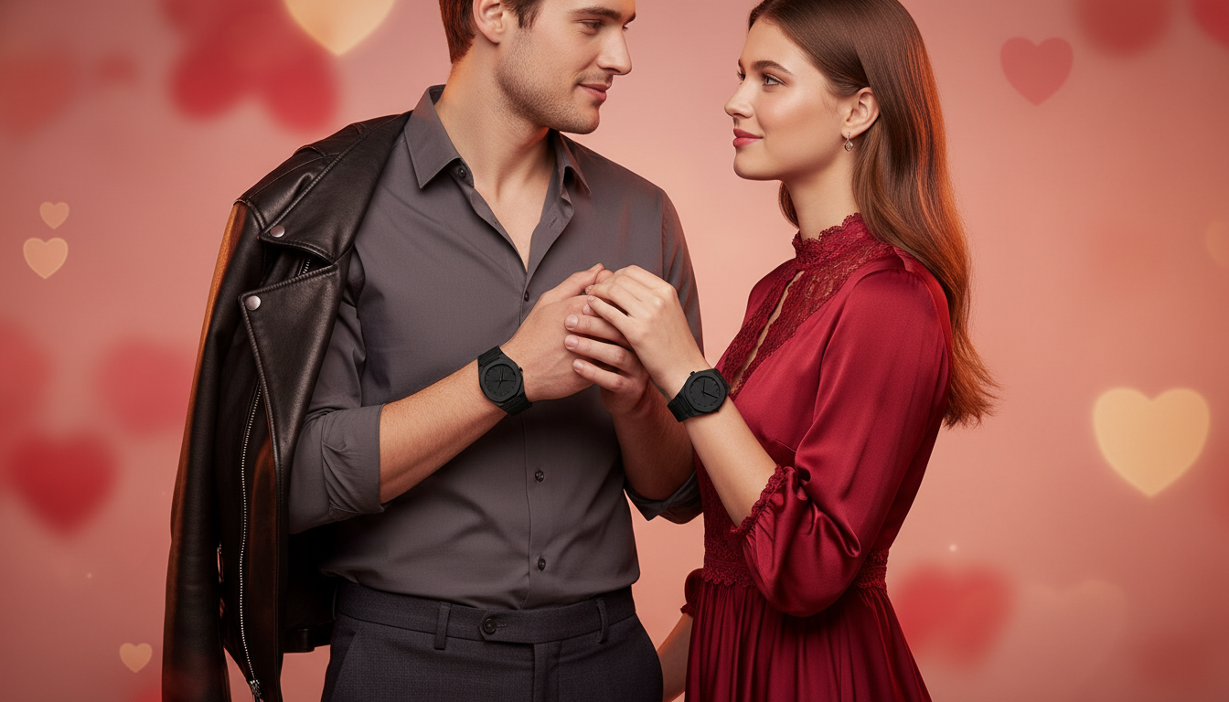 Black Aura Couple Watch Set