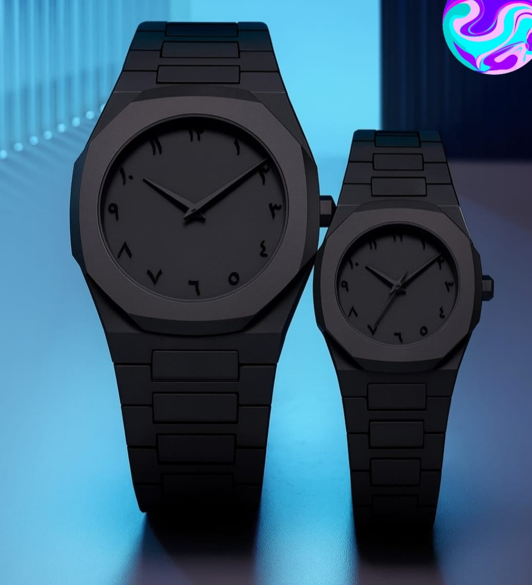 Black Aura Couple Watch Set